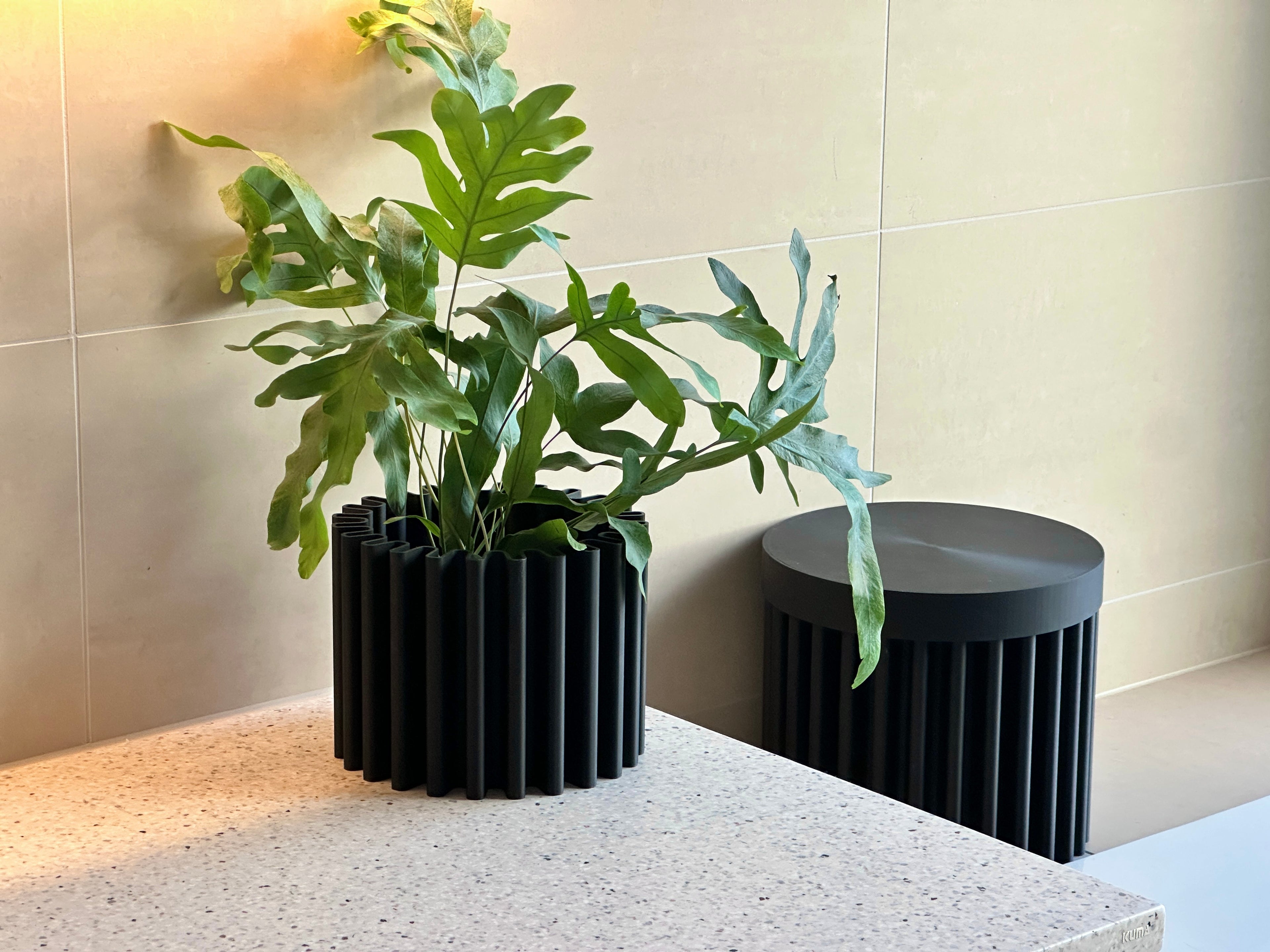 cog form interial design flow pot and box